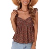 image:imageLYANER Womens Babydoll Tank Top Summer Camisole Dressy Casual Ruffle Strap Sleeveless Flowy Hem Peplum TopsOrange Red Floral