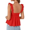 image:imageLYANER Womens Babydoll Tank Top Summer Camisole Dressy Casual Ruffle Strap Sleeveless Flowy Hem Peplum TopsRed