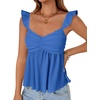 image:imageLYANER Womens Babydoll Tank Top Summer Camisole Dressy Casual Ruffle Strap Sleeveless Flowy Hem Peplum TopsRoyal Blue