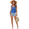 image:imageLYANER Womens Babydoll Tank Top Summer Camisole Dressy Casual Ruffle Strap Sleeveless Flowy Hem Peplum TopsRoyal Blue