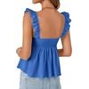 image:imageLYANER Womens Babydoll Tank Top Summer Camisole Dressy Casual Ruffle Strap Sleeveless Flowy Hem Peplum TopsRoyal Blue