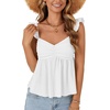 image:imageLYANER Womens Babydoll Tank Top Summer Camisole Dressy Casual Ruffle Strap Sleeveless Flowy Hem Peplum TopsWhite