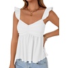 image:imageLYANER Womens Babydoll Tank Top Summer Camisole Dressy Casual Ruffle Strap Sleeveless Flowy Hem Peplum TopsWhite