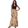 image:imageLYANER Womens Casual High Waist Solid Flare Long Maxi SkirtLeopard Khaki