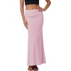 image:imageLYANER Womens Casual High Waist Solid Flare Long Maxi SkirtPink