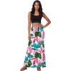 image:imageLYANER Womens Casual High Waist Solid Flare Long Maxi SkirtTropical Multicolored