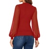 image:imageLYANER Womens Casual Mesh Sleeve Shirts Elegant Blouse Spring TopsRed