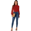 image:imageLYANER Womens Casual Mesh Sleeve Shirts Elegant Blouse Spring TopsRed