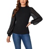 image:imageLYANER Womens Casual Mesh Sleeve Shirts Elegant Blouse Spring TopsSolid Black