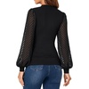 image:imageLYANER Womens Casual Mesh Sleeve Shirts Elegant Blouse Spring TopsSolid Black