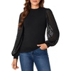 image:imageLYANER Womens Casual Mesh Sleeve Shirts Elegant Blouse Spring TopsSolid Black