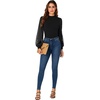 image:imageLYANER Womens Casual Mesh Sleeve Shirts Elegant Blouse Spring TopsSolid Black