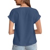 image:imageLYANER Womens Casual Notched V Neck Rolled Short Sleeve Work Blouse TShirt TopDusty Blue