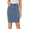 image:imageLYANER Womens Casual Stretch High Waist Bodycon Denim Jean Midi Skirt with PocketsLight Blue