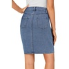 image:imageLYANER Womens Casual Stretch High Waist Bodycon Denim Jean Midi Skirt with PocketsLight Blue