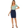 image:imageLYANER Womens Casual Stretch High Waist Bodycon Denim Jean Midi Skirt with PocketsNavy