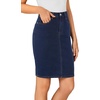 image:imageLYANER Womens Casual Stretch High Waist Bodycon Denim Jean Midi Skirt with PocketsNavy