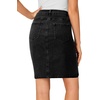 image:imageLYANER Womens Casual Stretch High Waist Bodycon Denim Jean Midi Skirt with PocketsPure Black