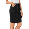 image:imageLYANER Womens Casual Stretch High Waist Bodycon Denim Jean Midi Skirt with PocketsPure Black