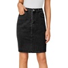 image:imageLYANER Womens Casual Stretch High Waist Bodycon Denim Jean Midi Skirt with PocketsPure Black