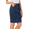 image:imageLYANER Womens Casual Stretch High Waist Bodycon Denim Jean Midi Skirt with PocketsPure Dark Blue