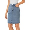 image:imageLYANER Womens Casual Stretch High Waist Bodycon Denim Jean Midi Skirt with PocketsPure Light Blue