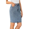image:imageLYANER Womens Casual Stretch High Waist Bodycon Denim Jean Midi Skirt with PocketsPure Light Blue