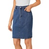 image:imageLYANER Womens Casual Stretch High Waist Bodycon Denim Jean Midi Skirt with PocketsPure Navy Blue