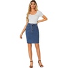 image:imageLYANER Womens Casual Stretch High Waist Bodycon Denim Jean Midi Skirt with PocketsPure Navy Blue