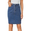 image:imageLYANER Womens Casual Stretch High Waist Bodycon Denim Jean Midi Skirt with PocketsPure Navy Blue