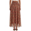 image:imageLYANER Womens Chiffon Boho Print Tie Elastic High Waist Ruffle A Line Flowy Long SkirtsYellow