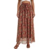 image:imageLYANER Womens Chiffon Boho Print Tie Elastic High Waist Ruffle A Line Flowy Long SkirtsYellow