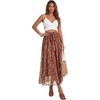 image:imageLYANER Womens Chiffon Boho Print Tie Elastic High Waist Ruffle A Line Flowy Long SkirtsYellow