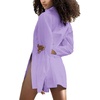 image:imageLYANER Womens Collar V Neck Blouse Long Sleeve Button Down Split Hem Long Shirt TopPurple