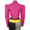 image:imageLYANER Womens Collar V Neck Button Down Split Hem Puff Long Sleeve Shirt Blouse TopRose