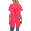image:imageLYANER Womens Collar V Neck Split Hem Button Down Short Sleeve Long Shirt Blouse Tunic TopRose