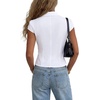 image:imageLYANER Womens Collared V Neck Button Down Cap Sleeve Y2k Blouse Top ShirtsWhite