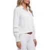 image:imageLYANER Womens Collared V Neck Eyelet Flounce Long Sleeve Button Down Blouses Shirts TopWhite