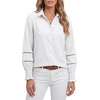 image:imageLYANER Womens Collared V Neck Eyelet Flounce Long Sleeve Button Down Blouses Shirts TopWhite