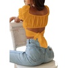 image:imageLYANER Womens Cute Ruffle Puff Short Sleeve Tie Back Crop Top Off The Shoulder Cropped BlouseGinger