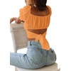 image:imageLYANER Womens Cute Ruffle Puff Short Sleeve Tie Back Crop Top Off The Shoulder Cropped BlouseLight Orange