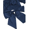 image:imageLYANER Womens Cute Ruffle Puff Short Sleeve Tie Back Crop Top Off The Shoulder Cropped BlouseSatin Deep Blue