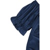 image:imageLYANER Womens Cute Ruffle Puff Short Sleeve Tie Back Crop Top Off The Shoulder Cropped BlouseSatin Deep Blue