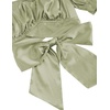 image:imageLYANER Womens Cute Ruffle Puff Short Sleeve Tie Back Crop Top Off The Shoulder Cropped BlouseSatin Light Green