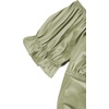 image:imageLYANER Womens Cute Ruffle Puff Short Sleeve Tie Back Crop Top Off The Shoulder Cropped BlouseSatin Light Green