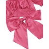 image:imageLYANER Womens Cute Ruffle Puff Short Sleeve Tie Back Crop Top Off The Shoulder Cropped BlouseSatin Rose