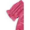 image:imageLYANER Womens Cute Ruffle Puff Short Sleeve Tie Back Crop Top Off The Shoulder Cropped BlouseSatin Rose