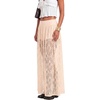 image:imageLYANER Womens Floral Lace Maxi Skirt High Waisted Flowy Sheer A Line Boho Skirts with Inner ShortsBeige