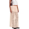 image:imageLYANER Womens Floral Lace Maxi Skirt High Waisted Flowy Sheer A Line Boho Skirts with Inner ShortsBeige