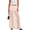 image:imageLYANER Womens Floral Lace Maxi Skirt High Waisted Flowy Sheer A Line Boho Skirts with Inner ShortsBeige